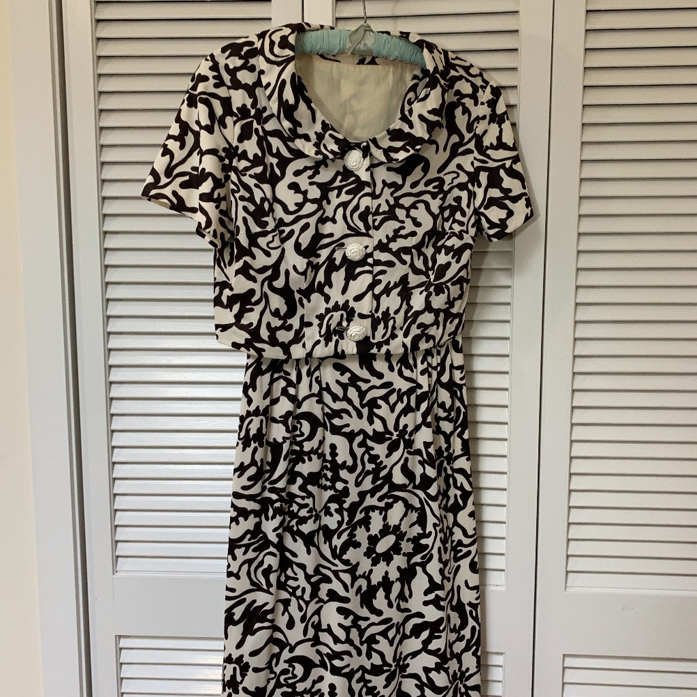 Vintage 1960s Dress & Jacket R&K Originals Abstract Floral Print